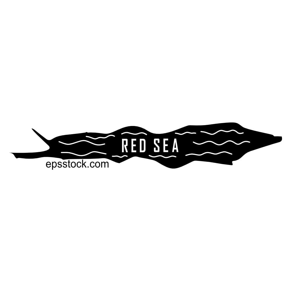 Red Sea Outline Map, black isolated silhouette