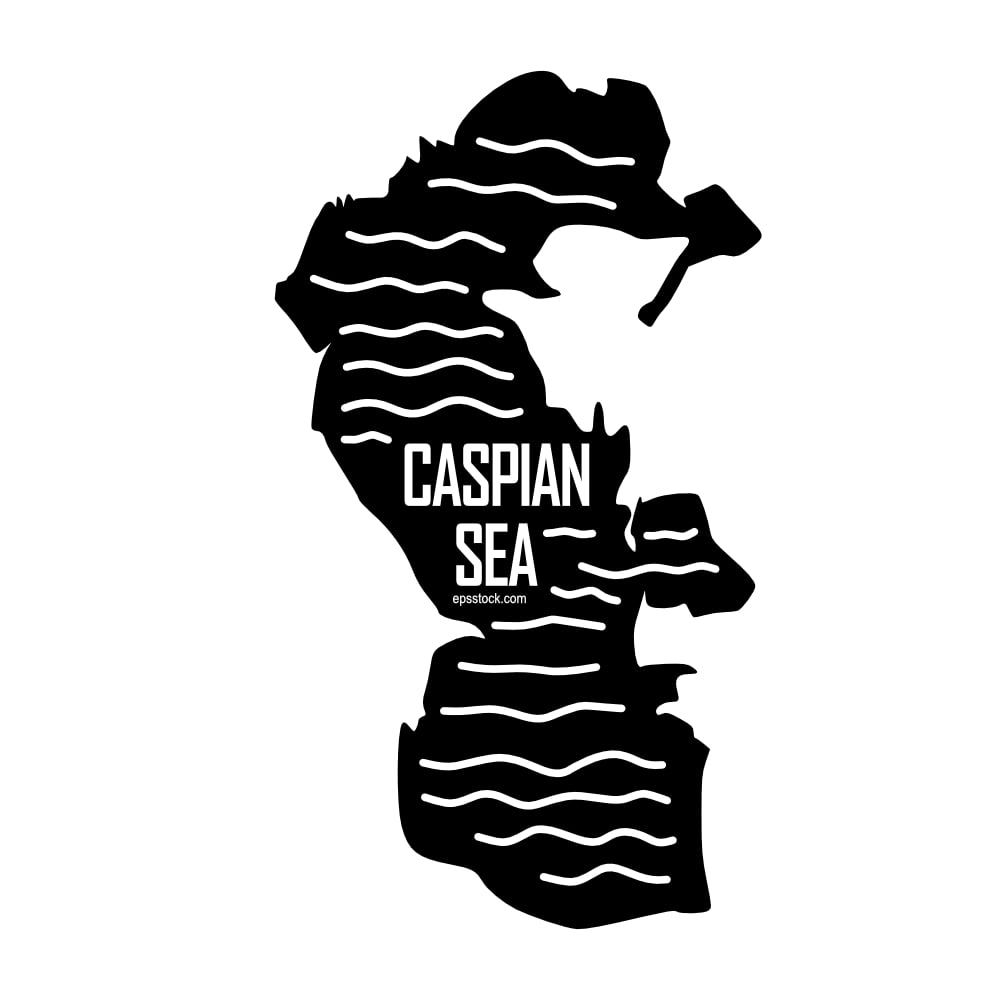 Caspian Sea Outline Map, black isolated silhouette