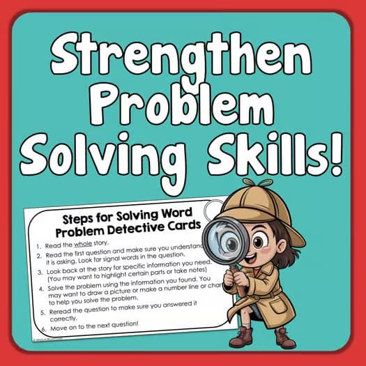 Word Problems Detective worksheets and Task Cards Math Multi-Step Stories