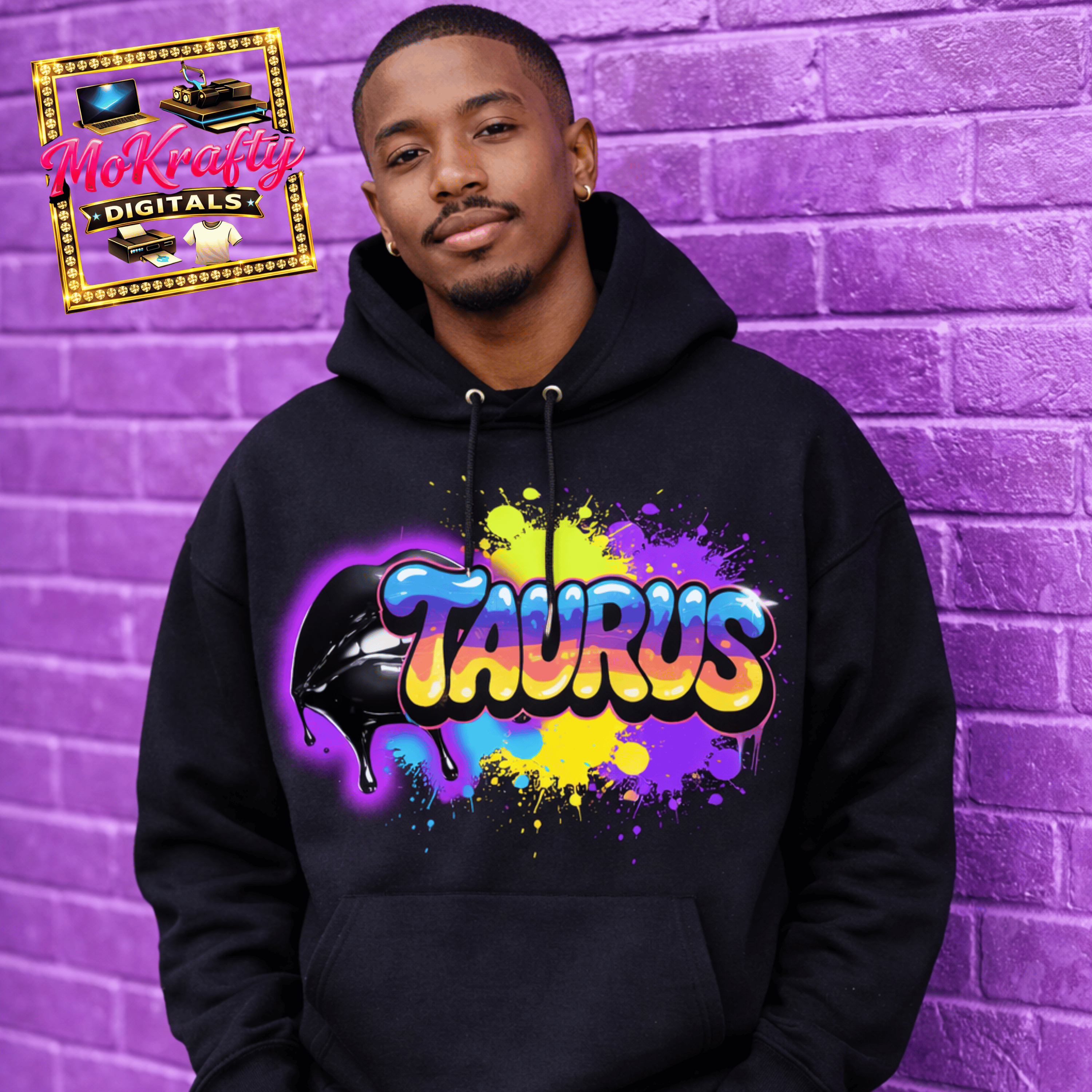 Taurus Graffiti Drip PNG | Purple Ombre Zodiac Sublimation Design ...
