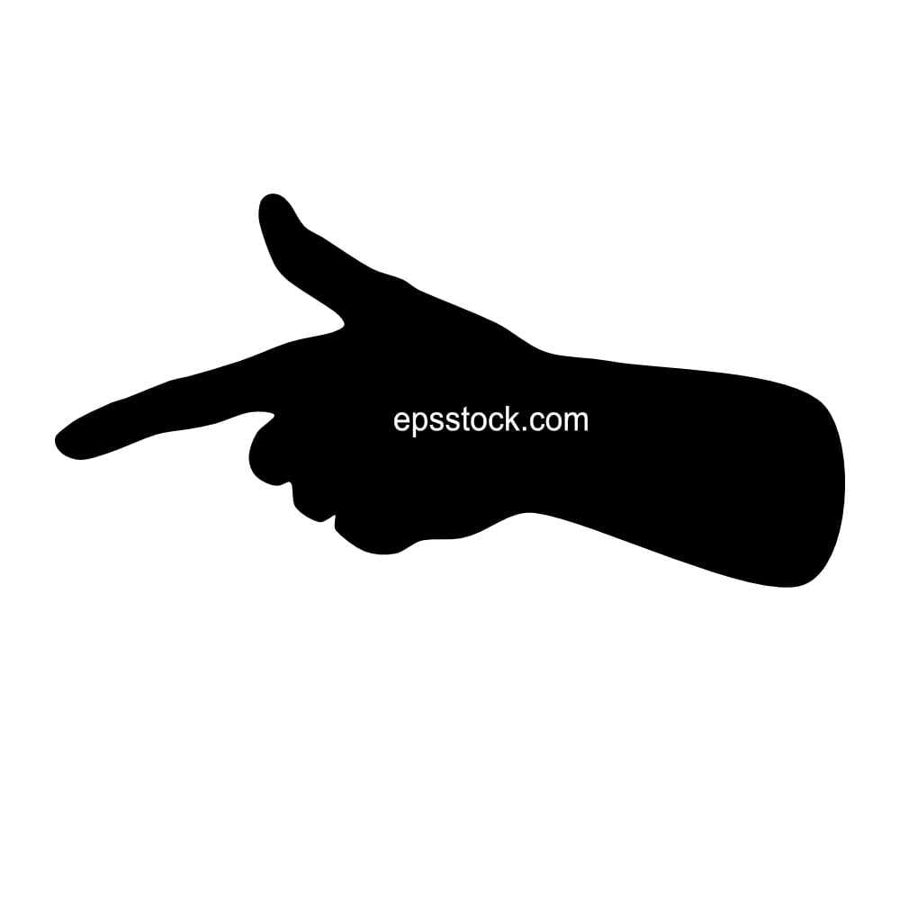 direction finger arm symbol, black isolated silhouette