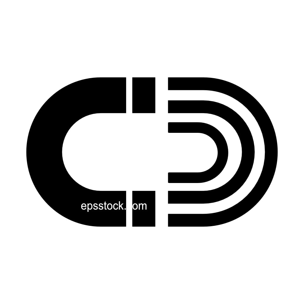 attracting magnet symbol, black isolated silhouette