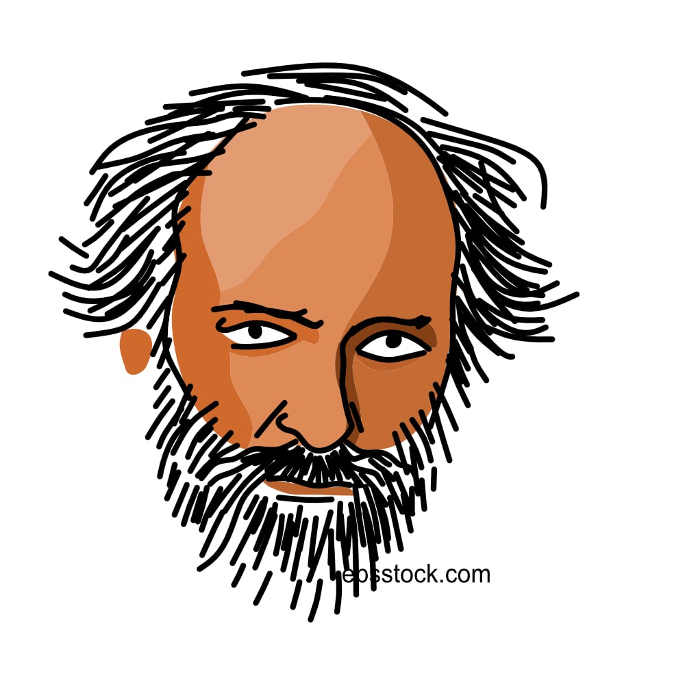 Paul Cezanne portrait, flat vector illustration