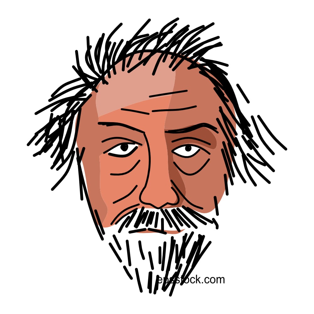 Charles Angrand portrait, flat vector illustration
