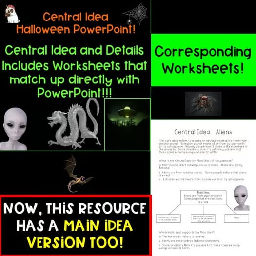 Main Idea and Central Idea Halloween PowerPoint