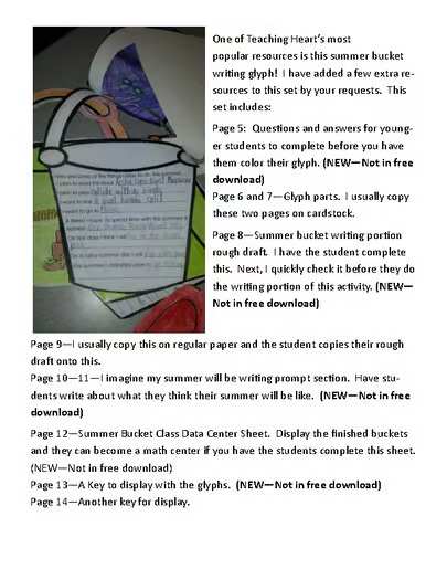 Summer Bucket List Glyph and Writing Activity End of the Year!