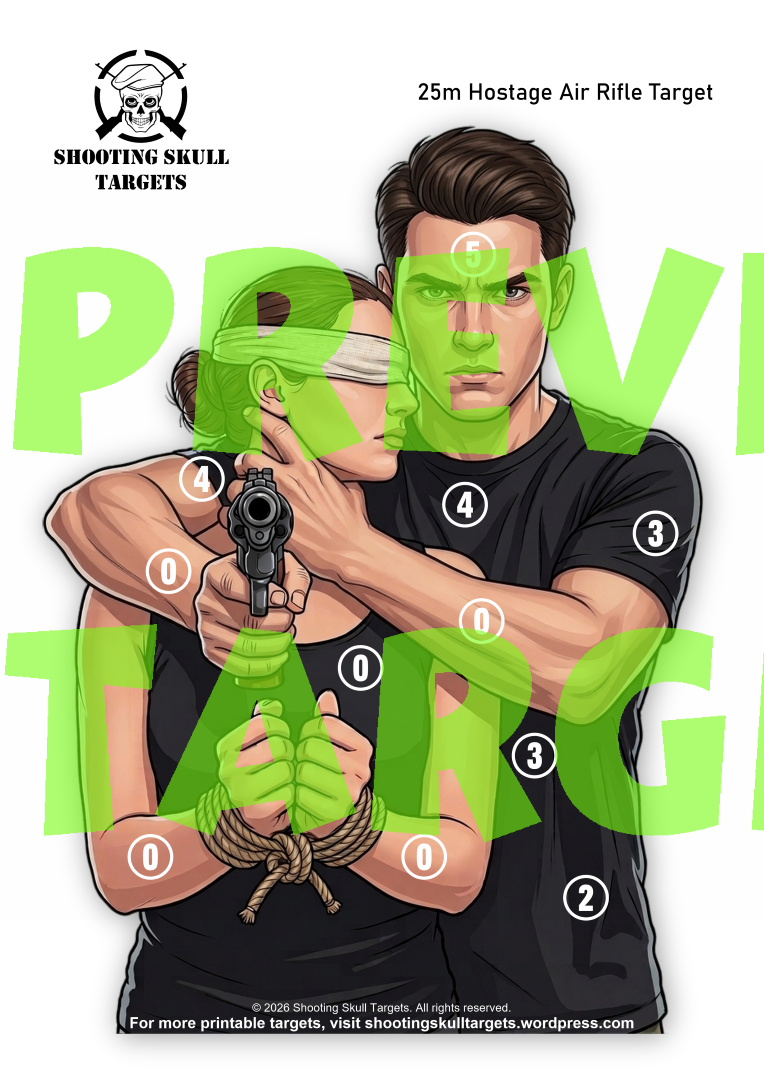 25m Hostage Air Rifle Target printable PDF – accuracy training target