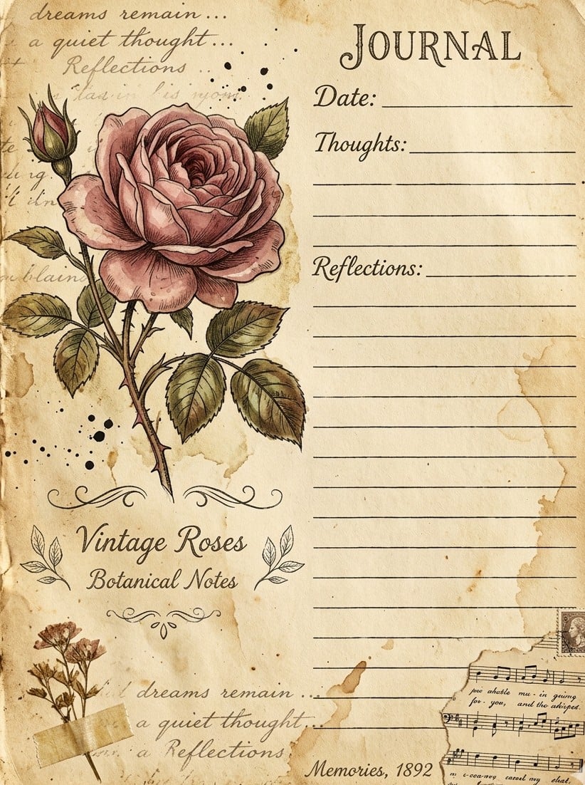 Vintage Botanical Flowers Junk Journal Kit | Printable Floral Pages ...