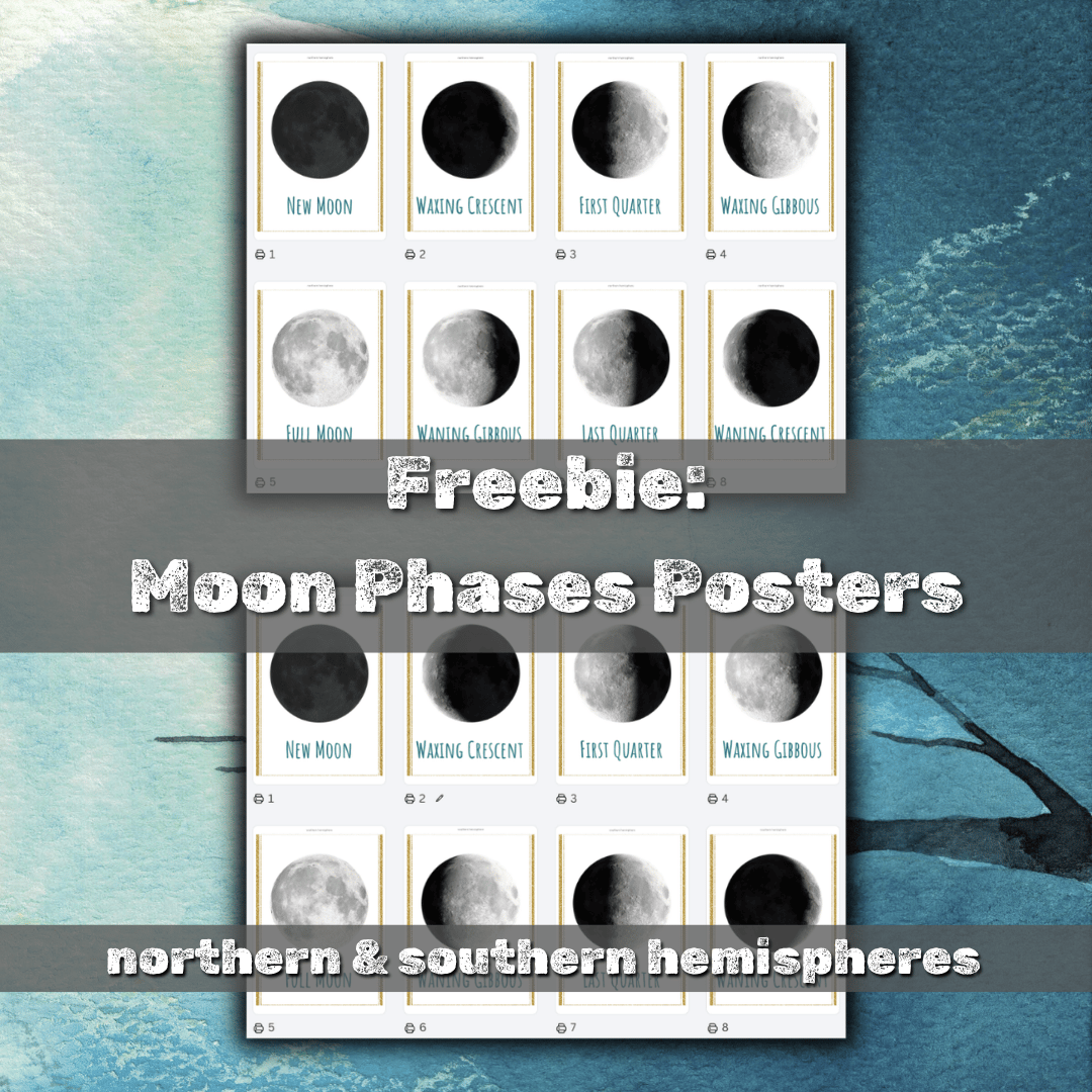 Phases of the Moon display posters free printable download