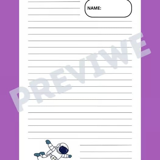 Outer Space-Themed Lined Writing Paper for Creative Writing