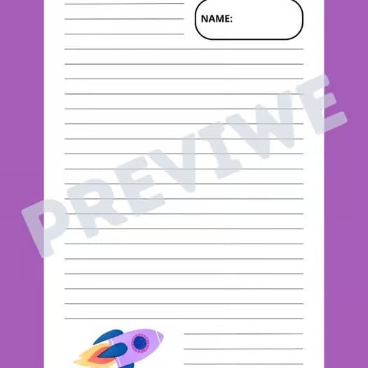Outer Space-Themed Lined Writing Paper for Creative Writing
