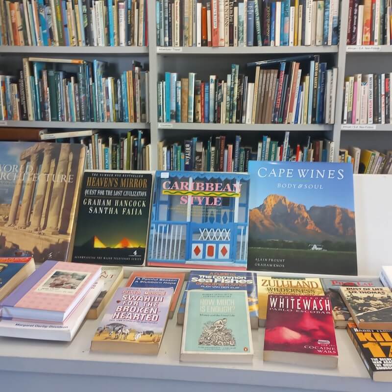 Photo of books in SANTA Bookshop. Source: https://santahermanus.co.za/bookshop/