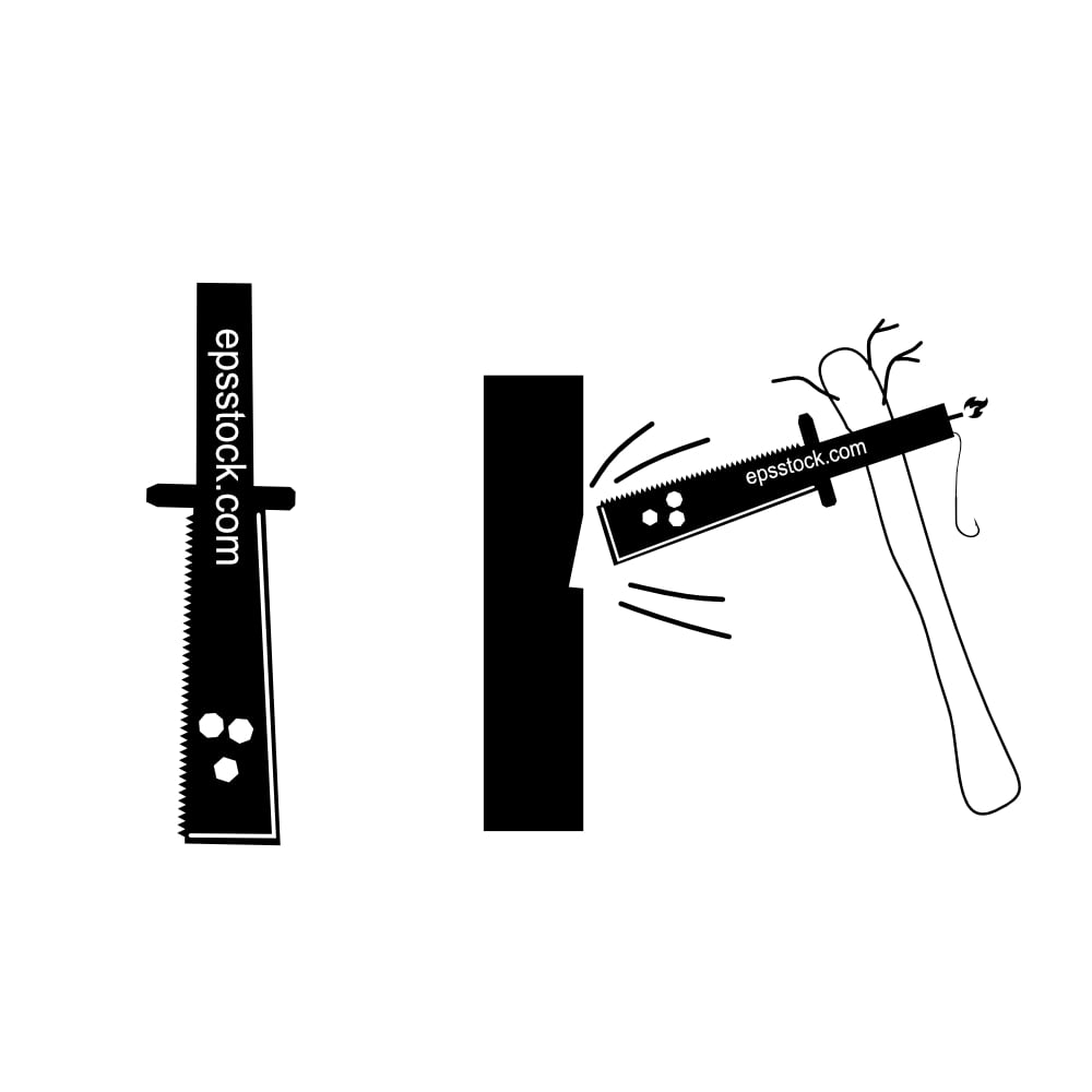 universal knife, black isolated silhouette