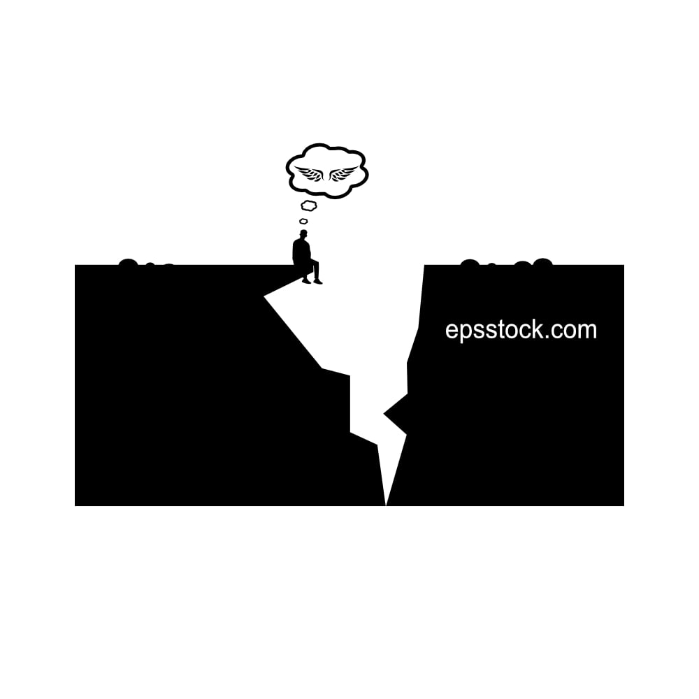 Dreamer symbol, black isolated silhouette