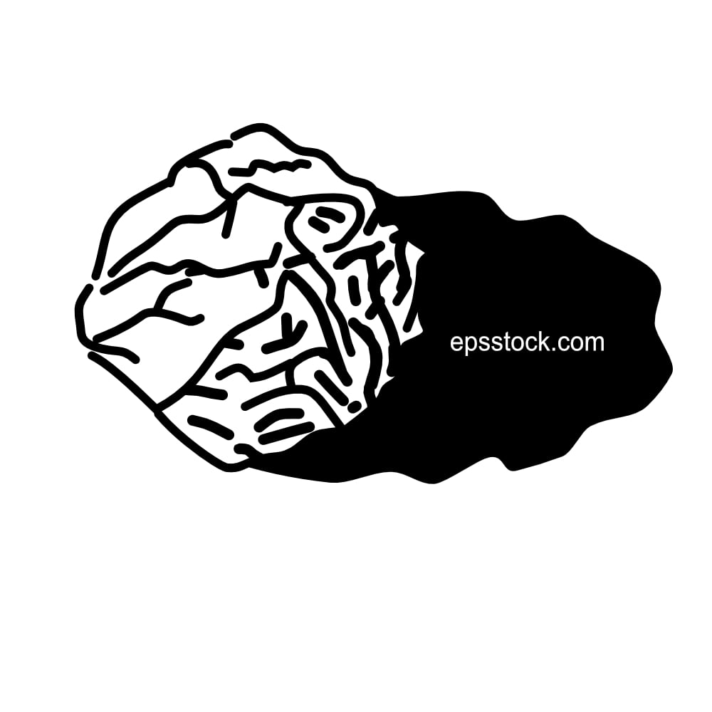 Paper ball top view, black isolated silhouette