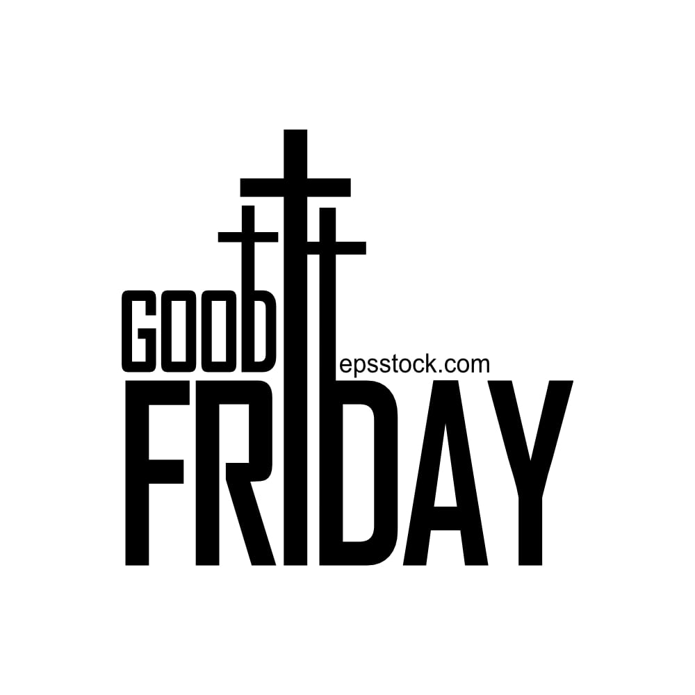 Good Friday inscription, black isolated silhouette
