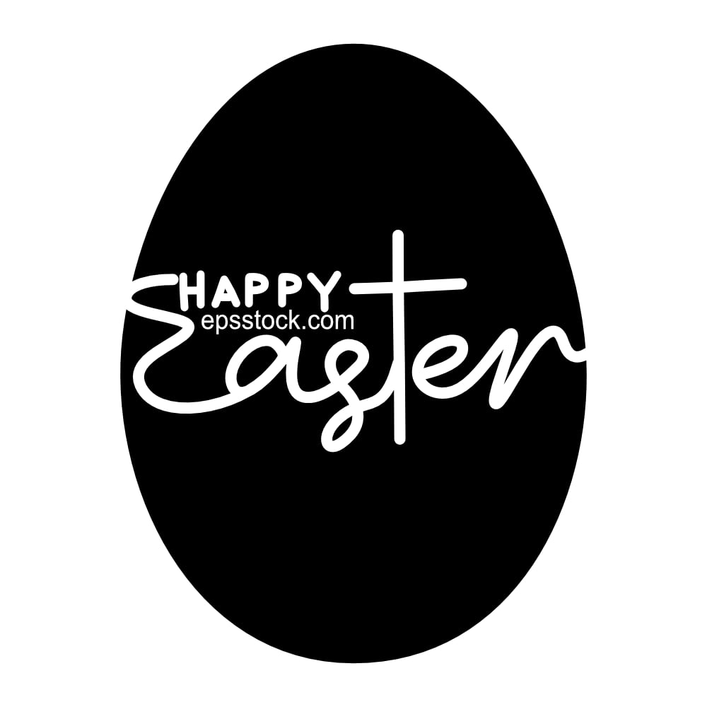 happy easter, black isolated silhouette