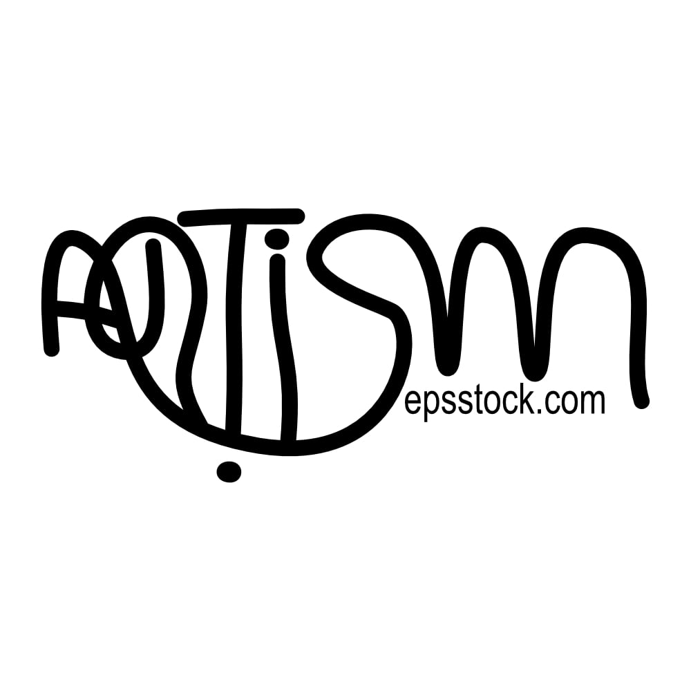 Autism Awareness, black isolated silhouette