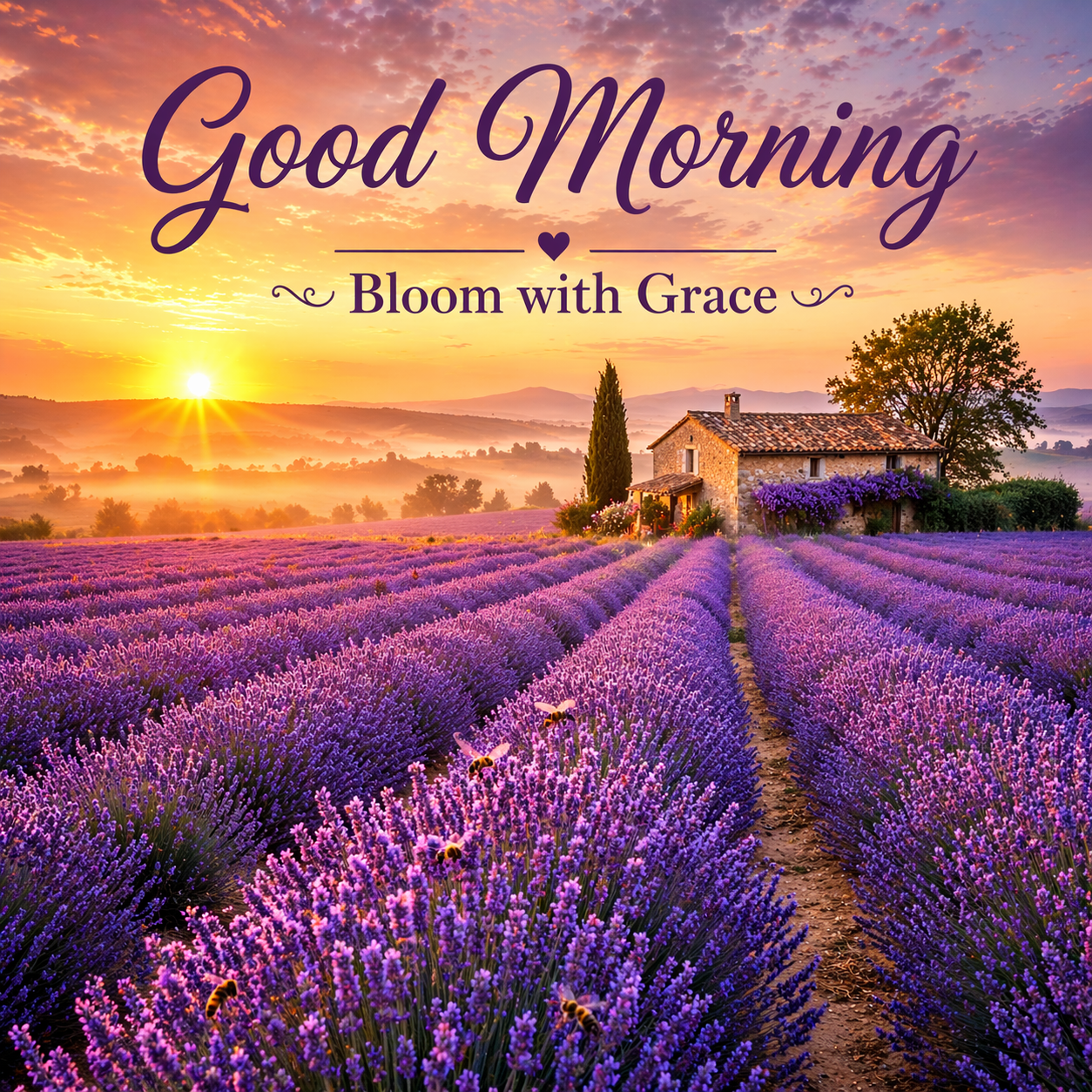 A beautiful good morning scene of endless purple lavender fields - Payhip