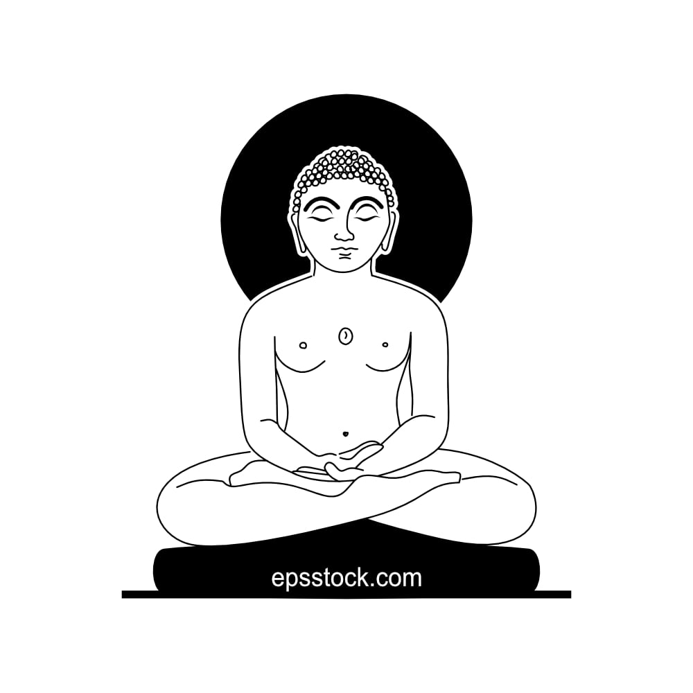 mahavir jayanti, black isolated silhouette