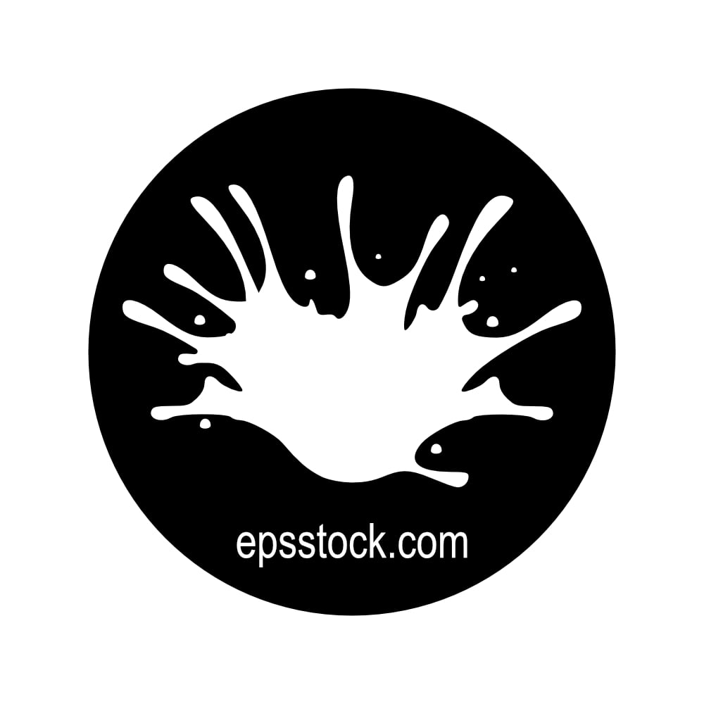 milk splash, black isolated silhouette