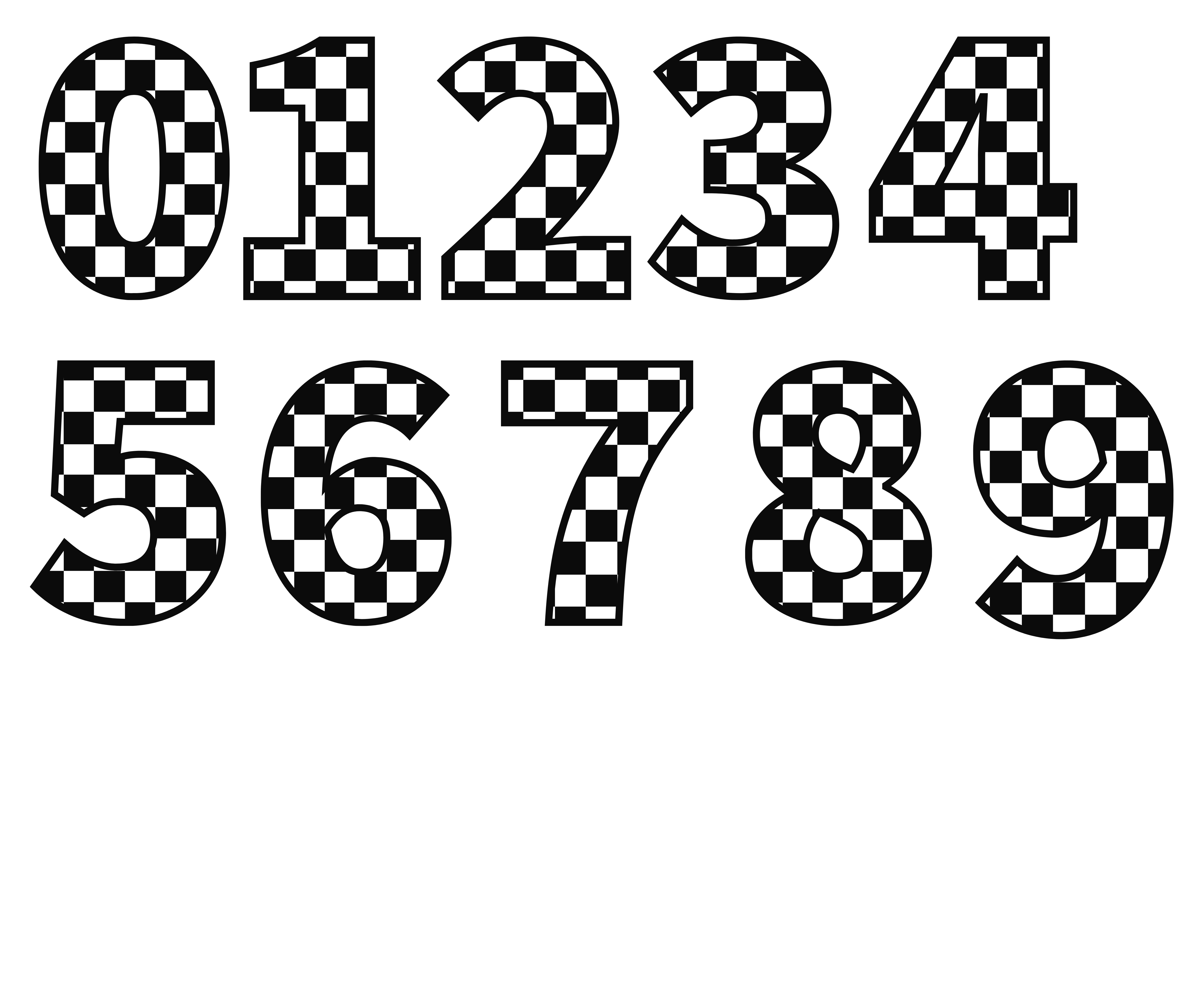 Black & White checker flag numbers and set - Payhip
