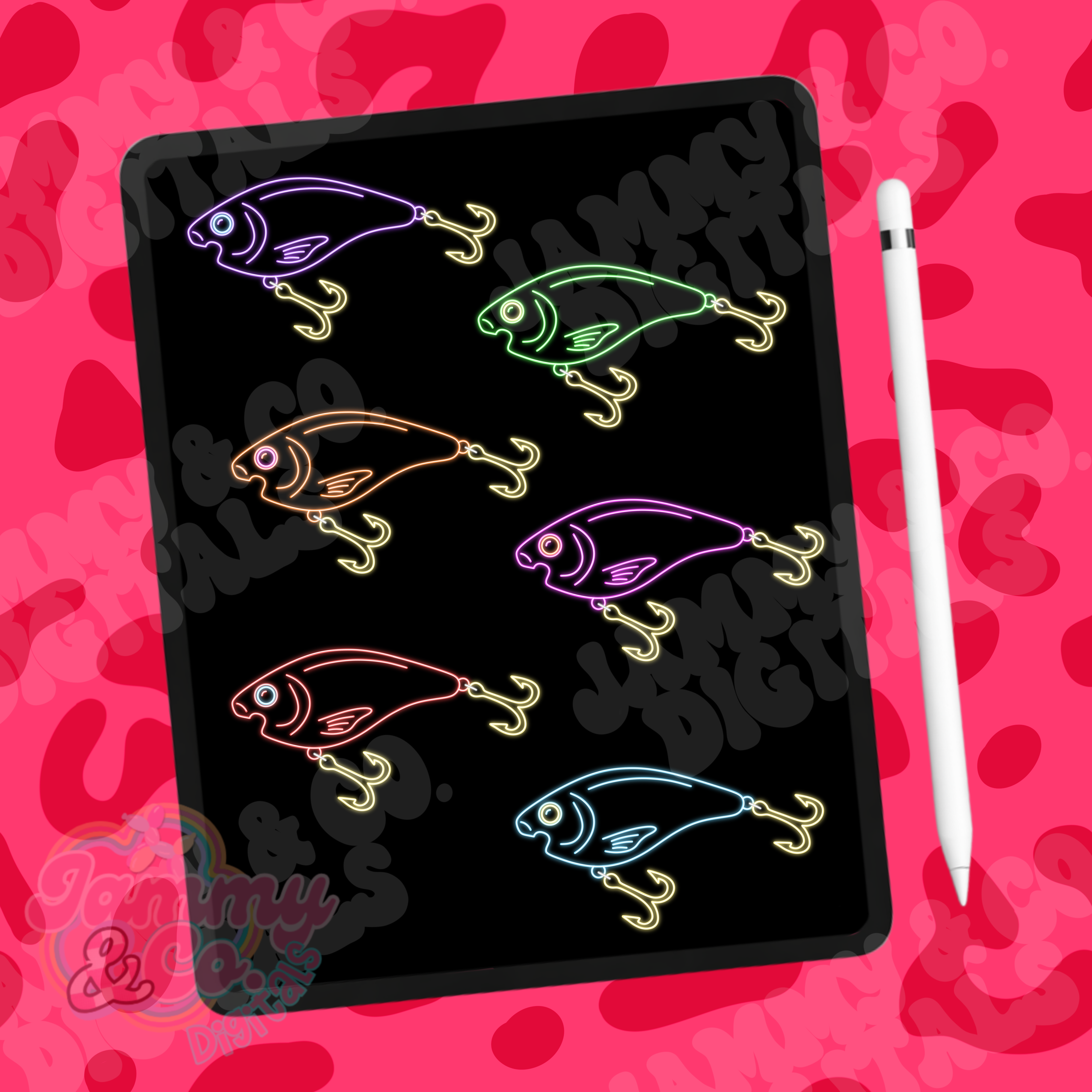 Neon Fishing Lure Clip Art Bundle - Payhip