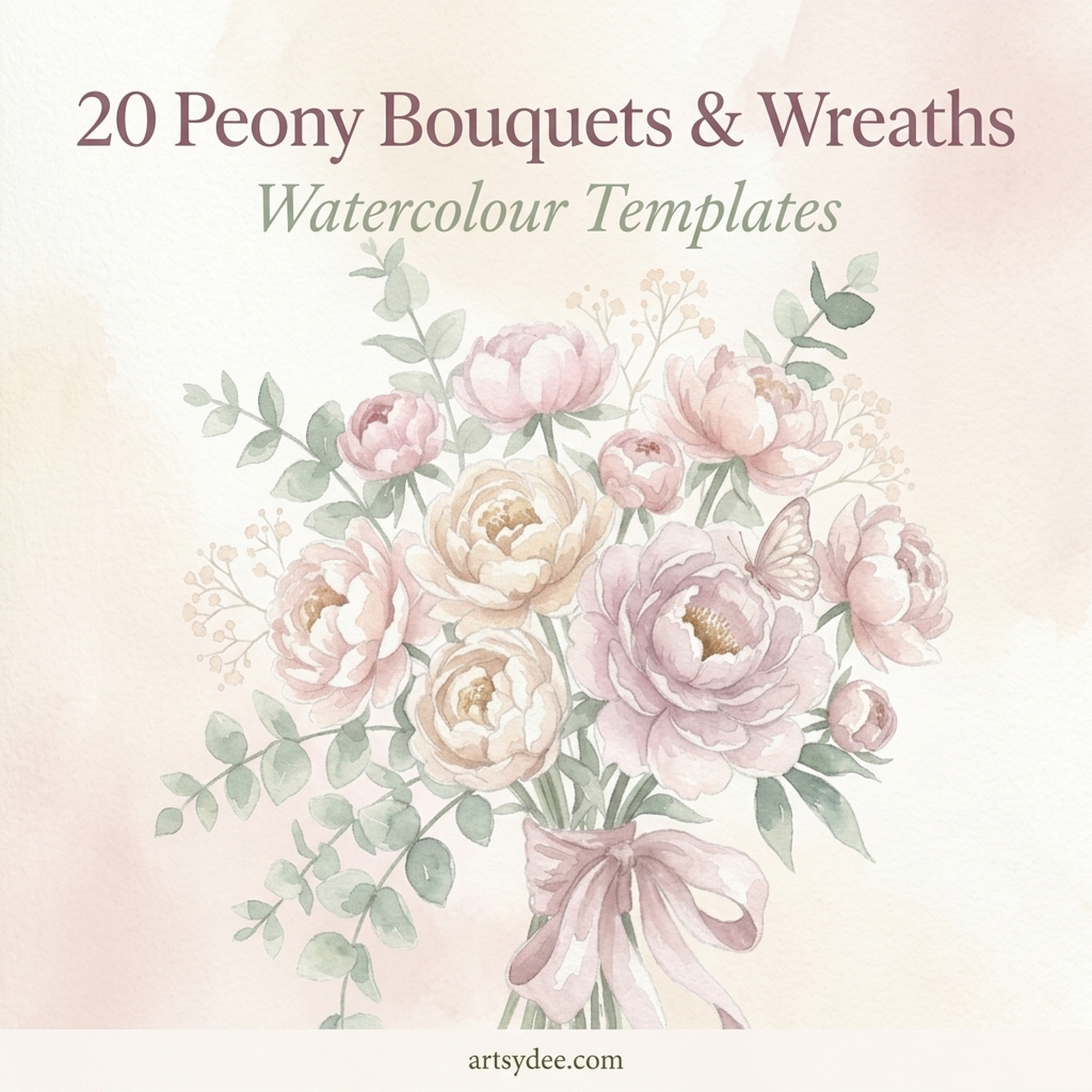Peony Watercolour Templates