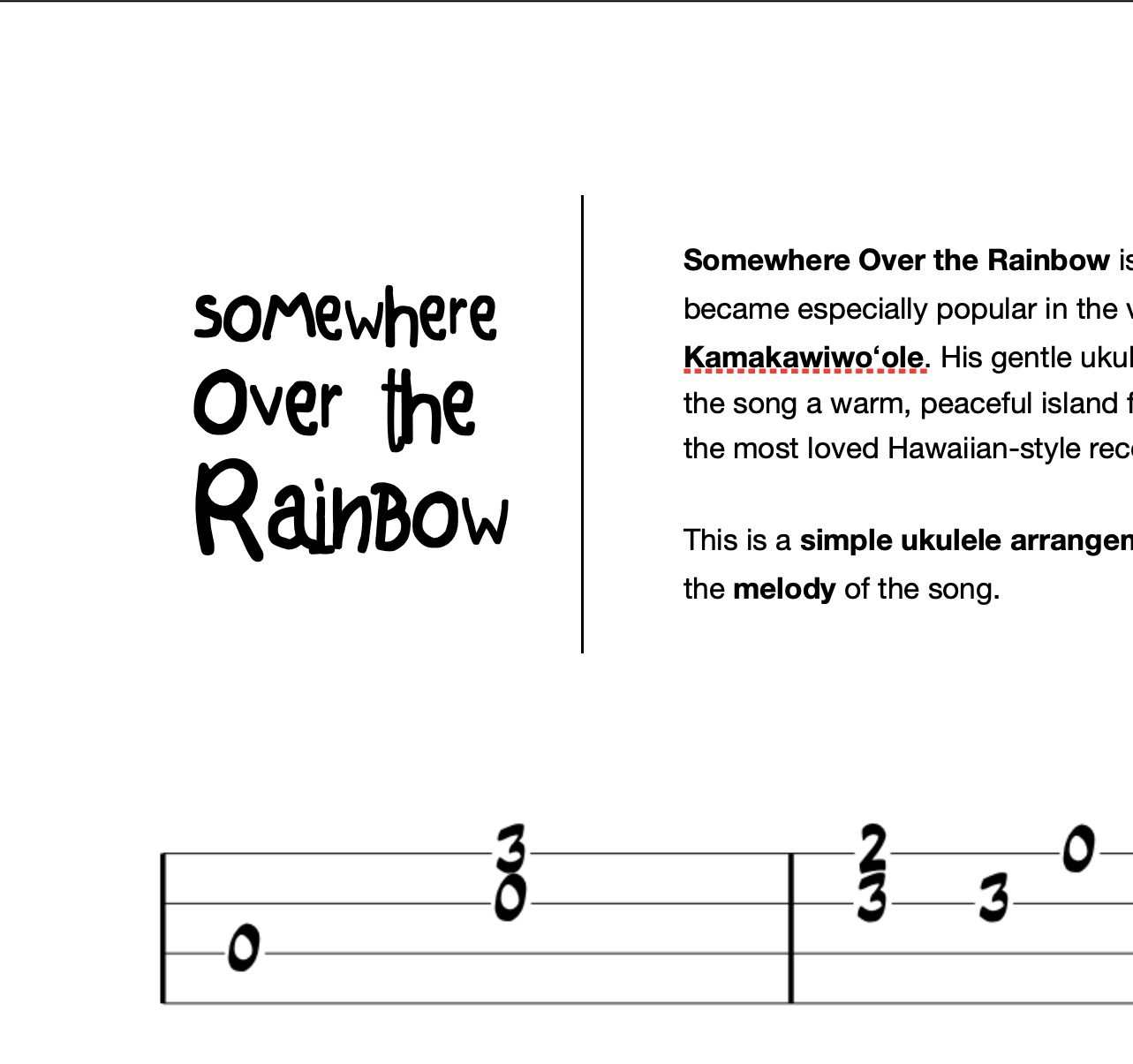 Somewhere Over the Rainbow (IZ Version) – Easy Ukulele Arrangement - Payhip