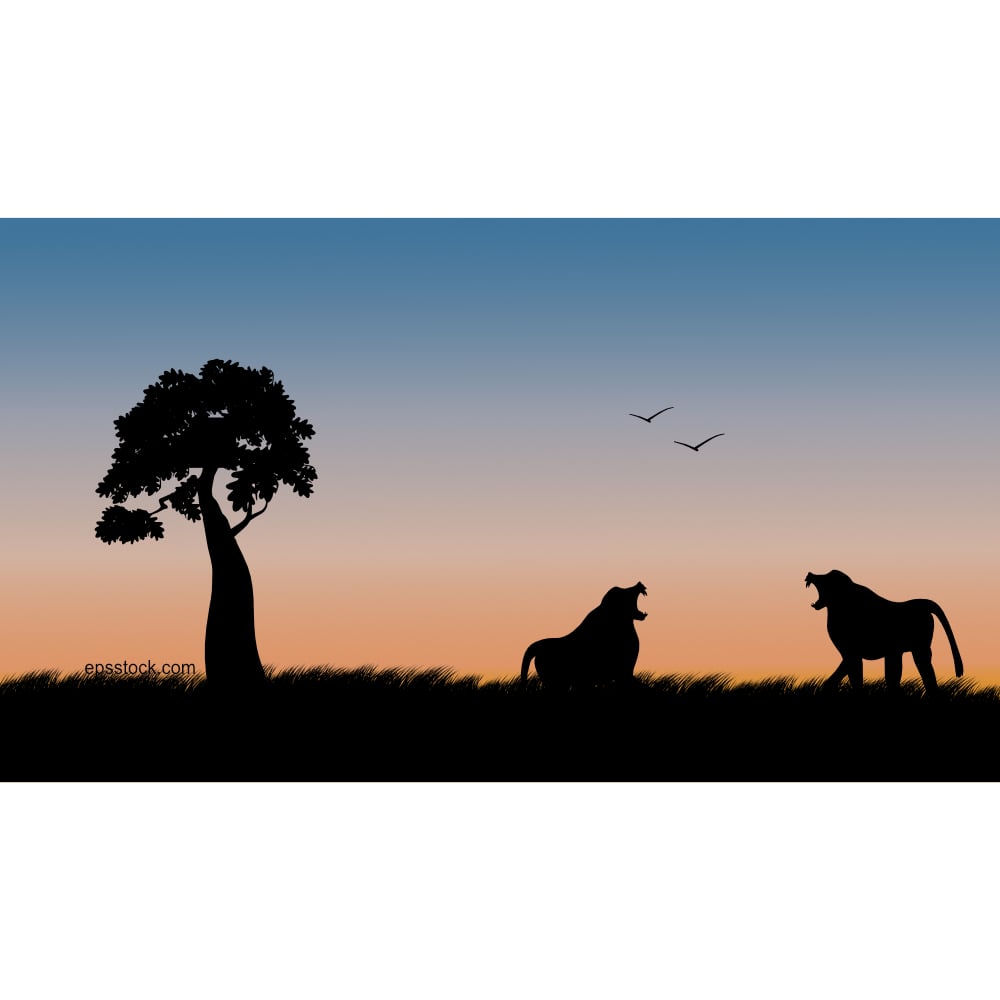 Baboon on safari, flat vector illustration