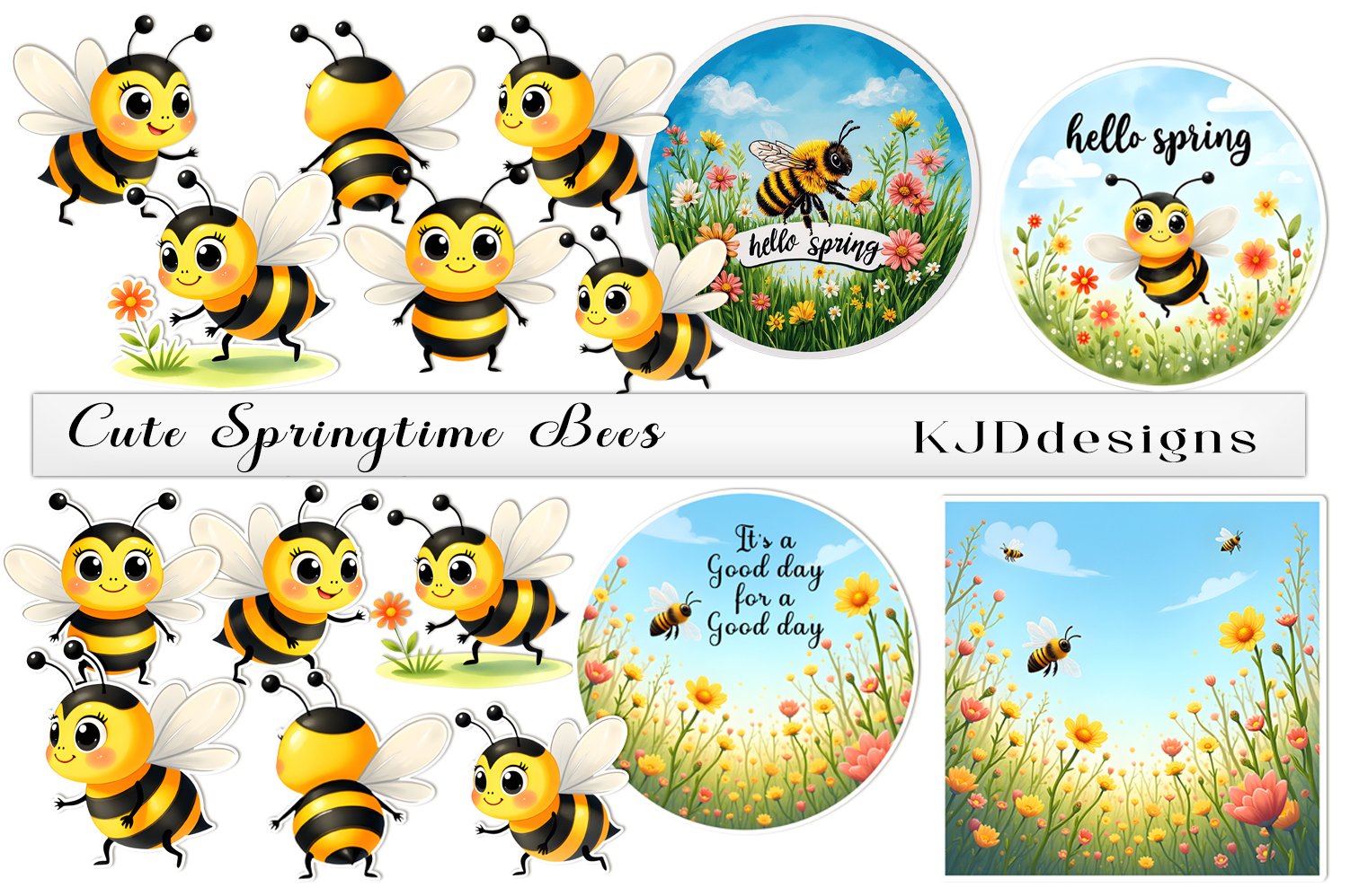 Cute Springtime Bees - Payhip