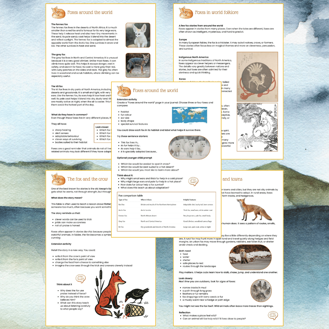 fox folklore and nature study | activities for children