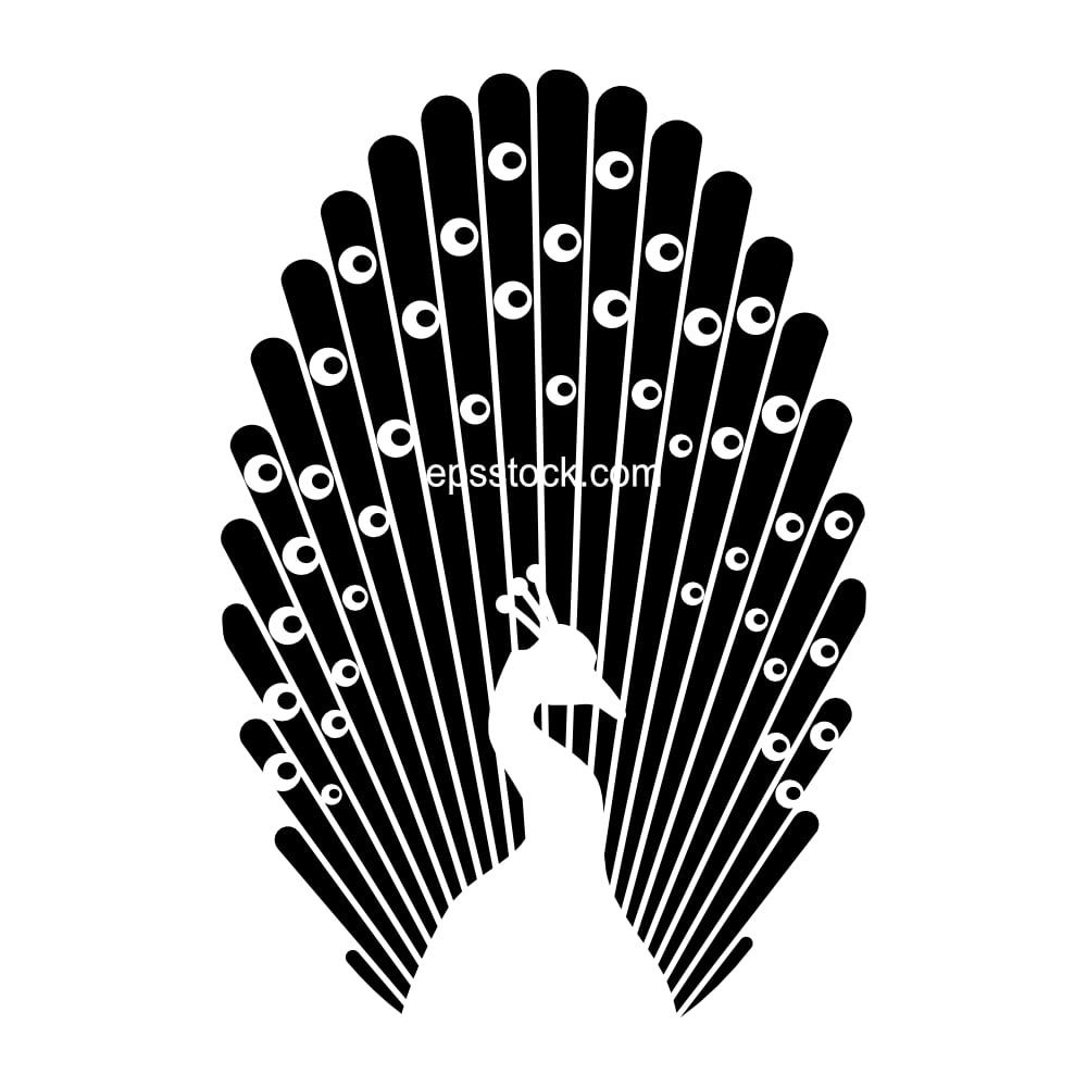Peacock logo, black isolated silhouette