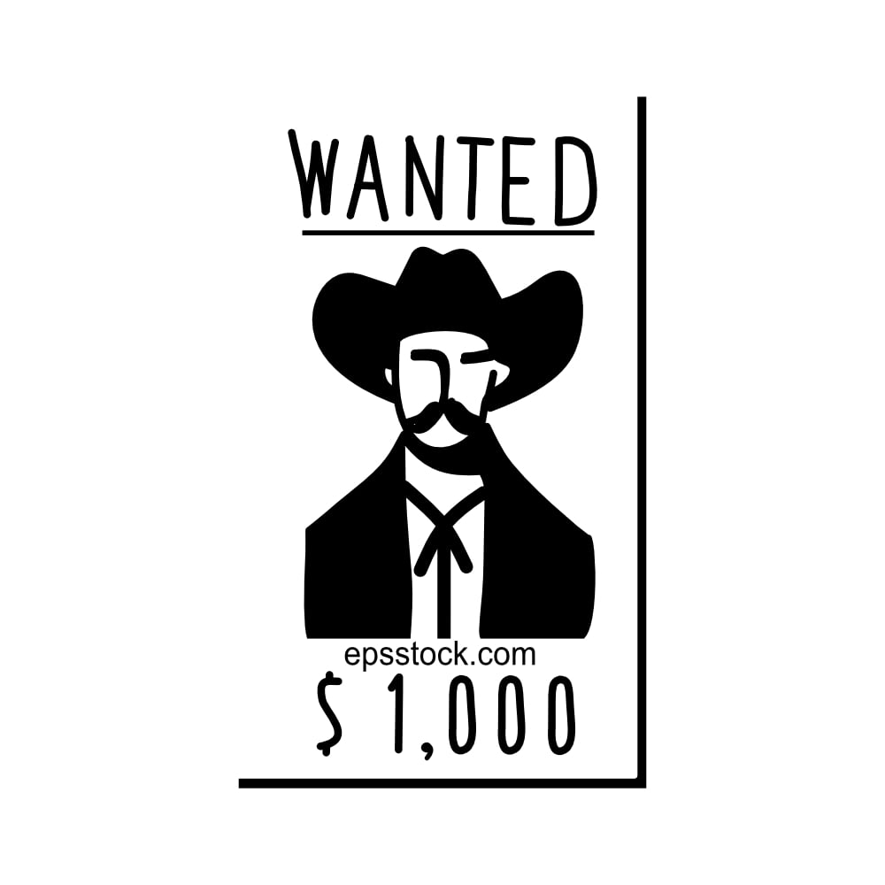 wanted poster, black isolated silhouette