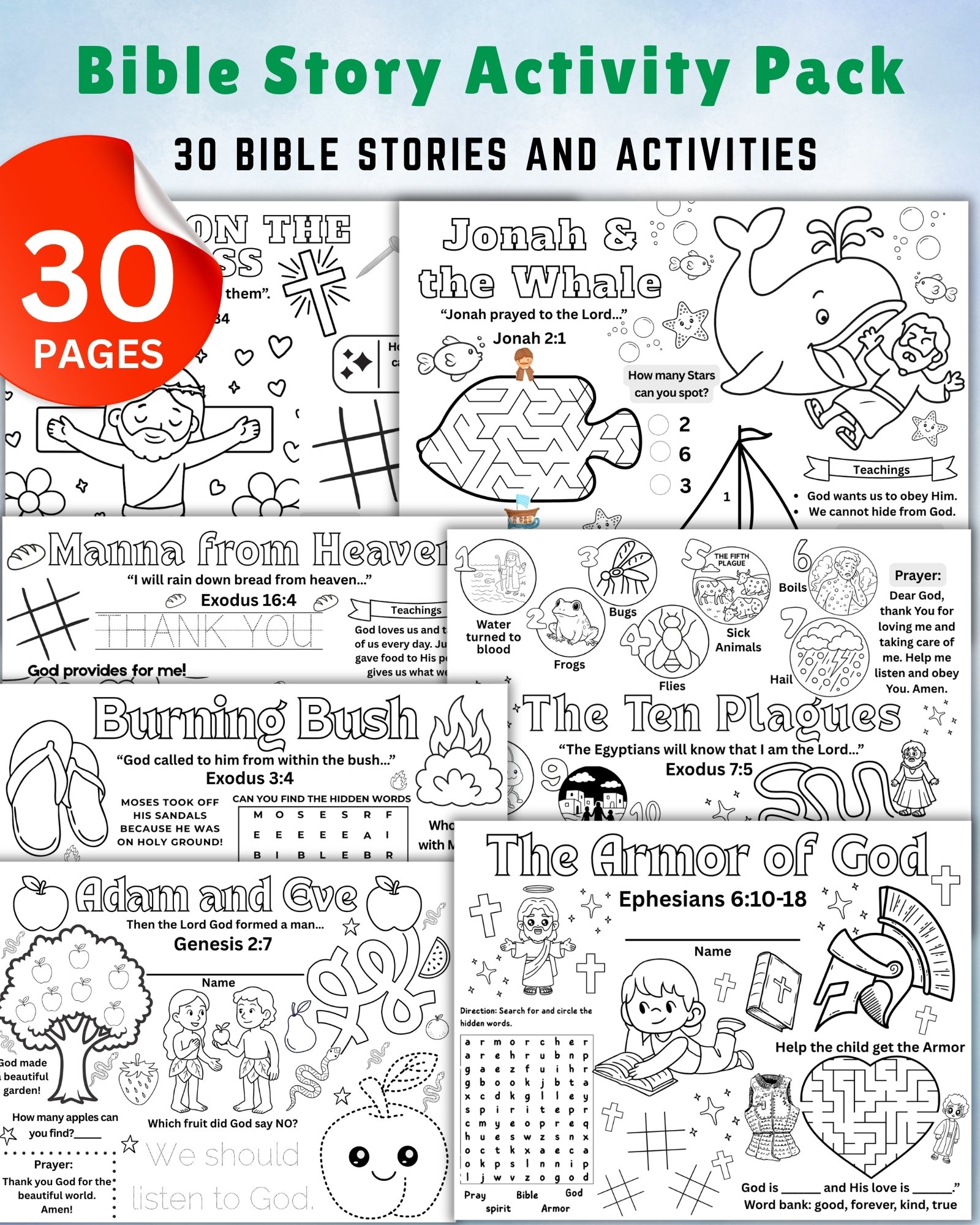 Bible Activity Book for Kids (Ages 3–6) | 30 Printable Christian