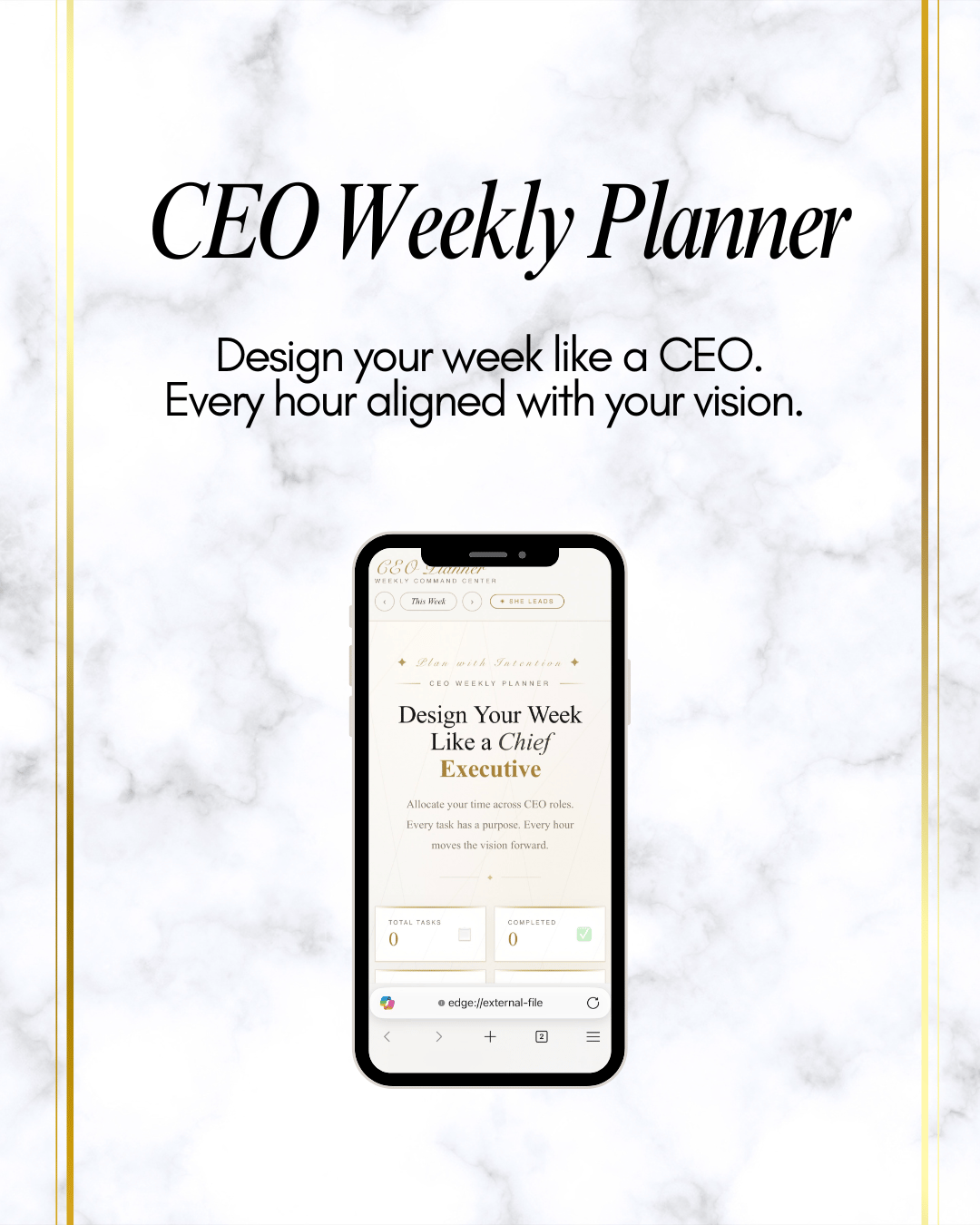 The CEO Weekly Planner is built for female entrepreneurs who want to manage their schedules clearly and beautifully.