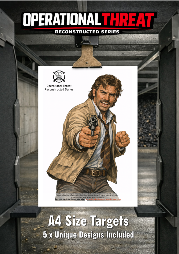 Operational Threat Reconstructed Series set — five exclusive full‑colour tactical shooting targets for airguns and Airsoft.