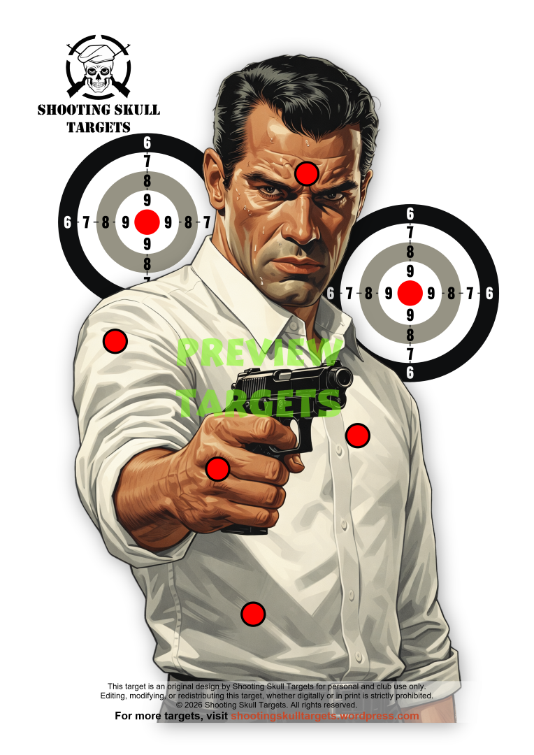 Critical Point Target Set – Target 1 with scoring and target zones, A4 printable shooting target