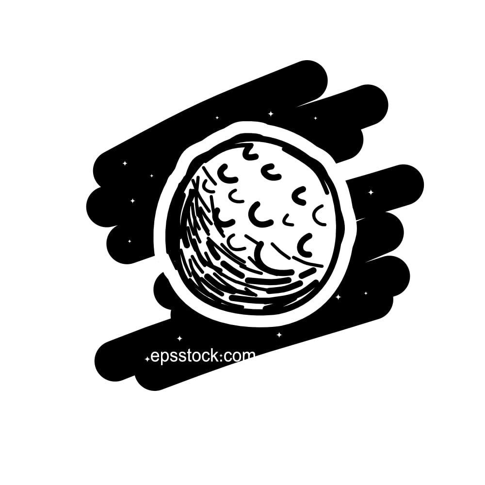 moon symbol, black isolated silhouette