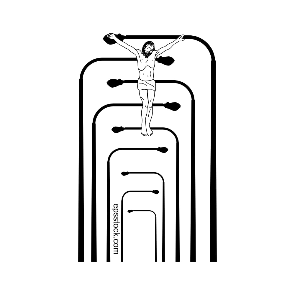 Crucifixion of Christ, black isolated silhouette