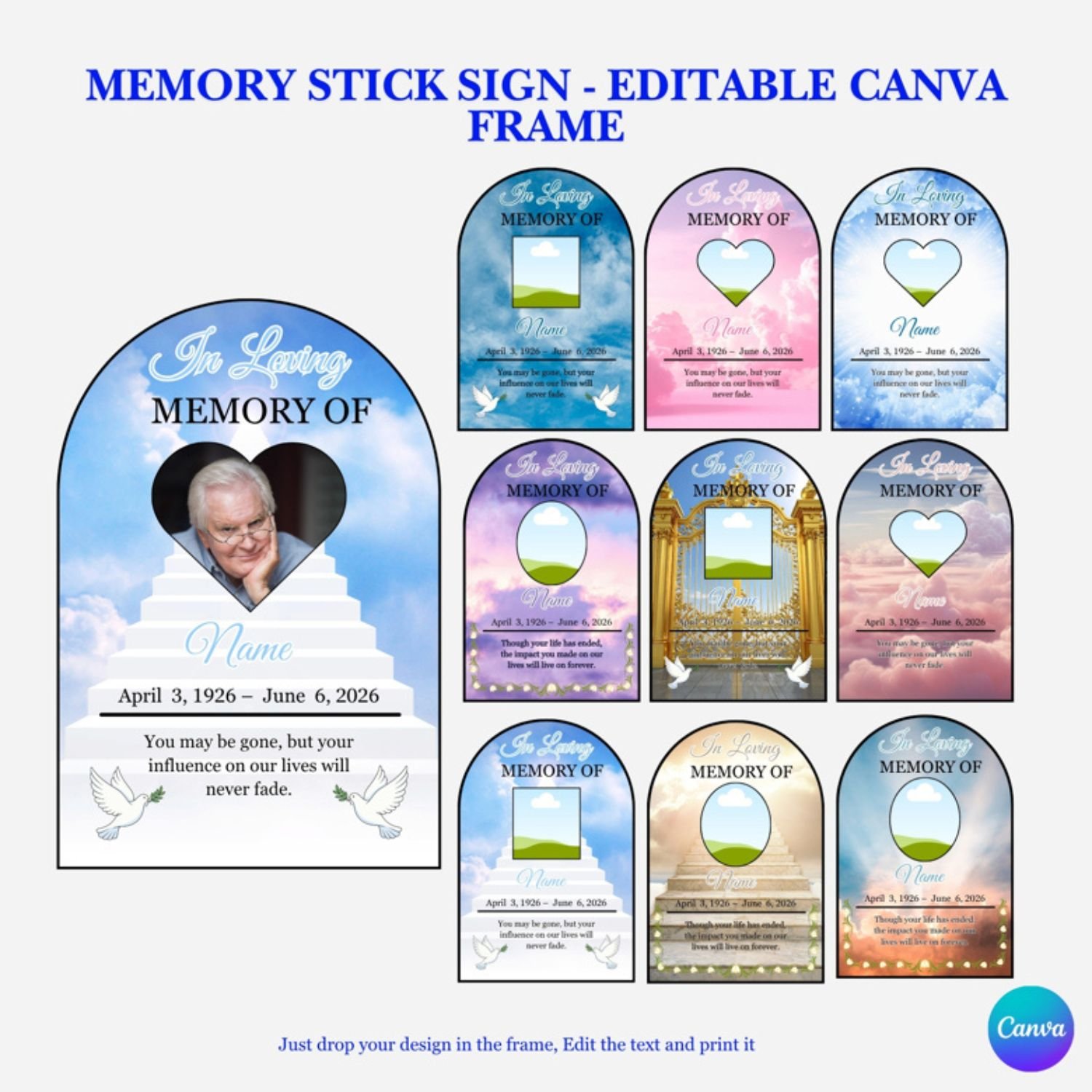 Memory Stick Sign - Editable Canva Frame - Payhip
