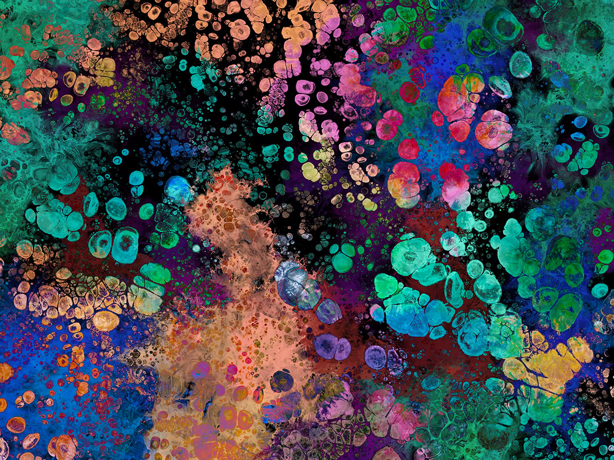Acrylic Pour Cells made digitally in the Procreate app