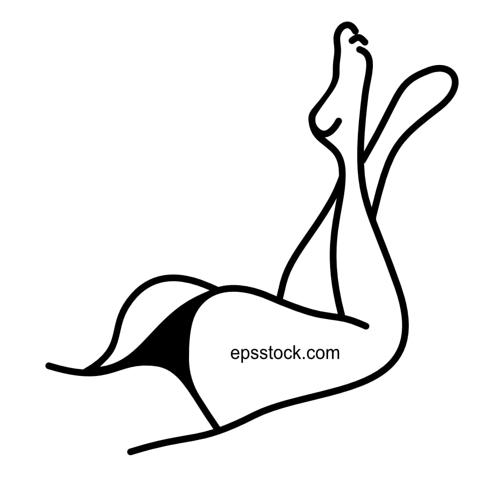 Female body in bikini, black isolated silhouette