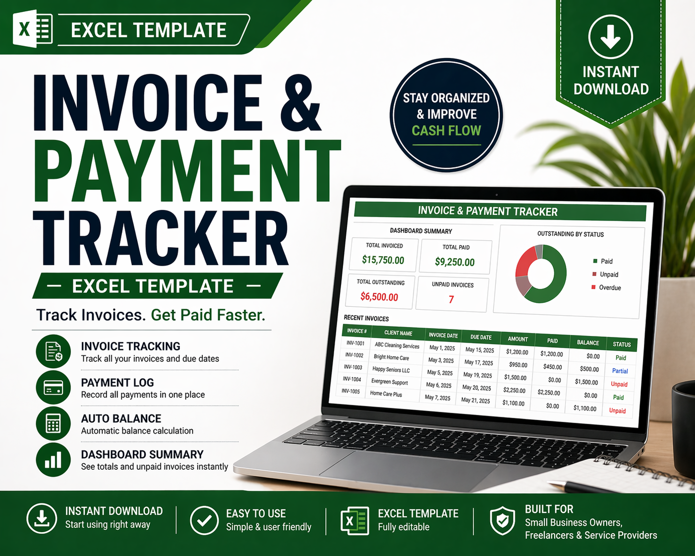 Invoice & Payment Tracker (Excel Template) - Payhip