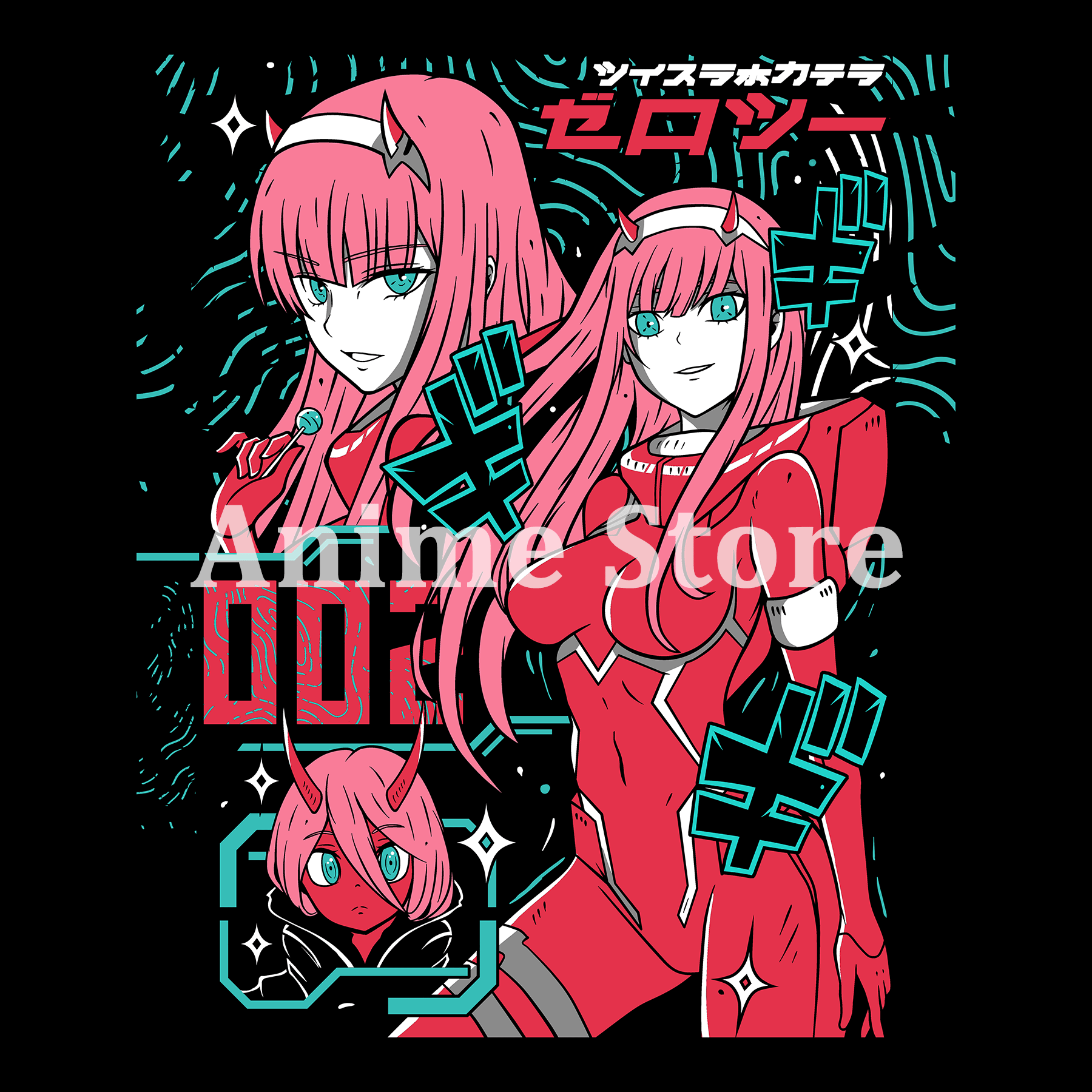 Zero Two Code 002 Pilot Suit and Casual Look Graphic| Instant Digital ...