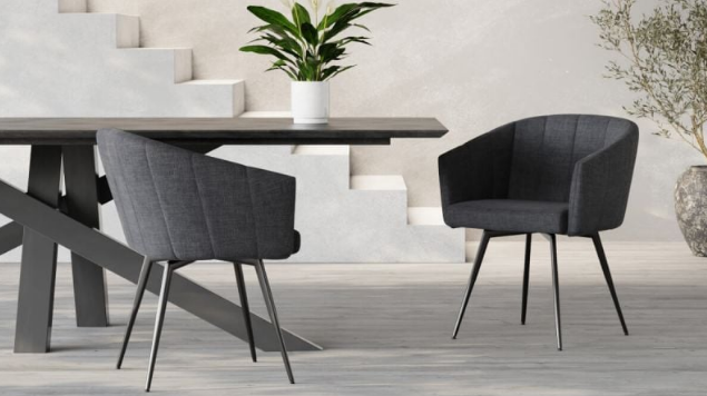 Ben Swivel Dining Armchair, Dark Grey Fabric