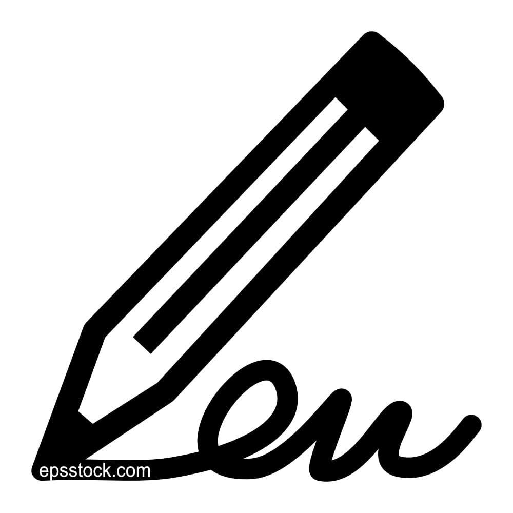 signature symbol, black isolated vector silhouette