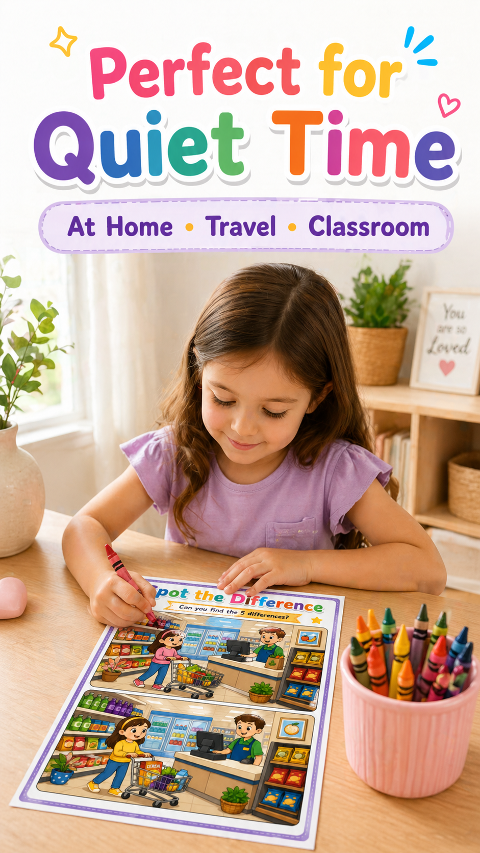 30 Fun Spot the Difference Worksheets for Kids (Ages 4–8) | Printable Activity Pack | Brain Games & Focus Skills