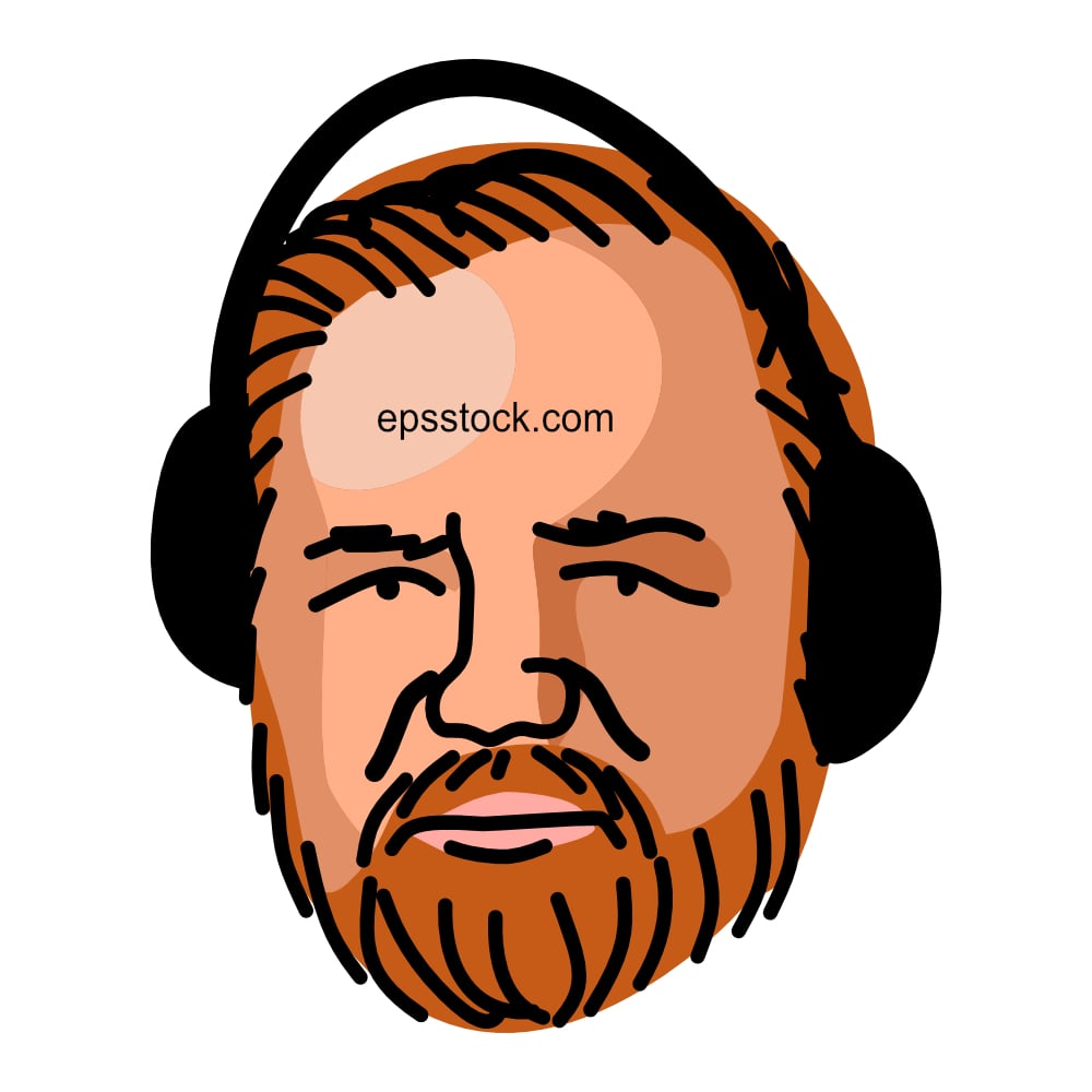 JD caricature, flat vector illustration