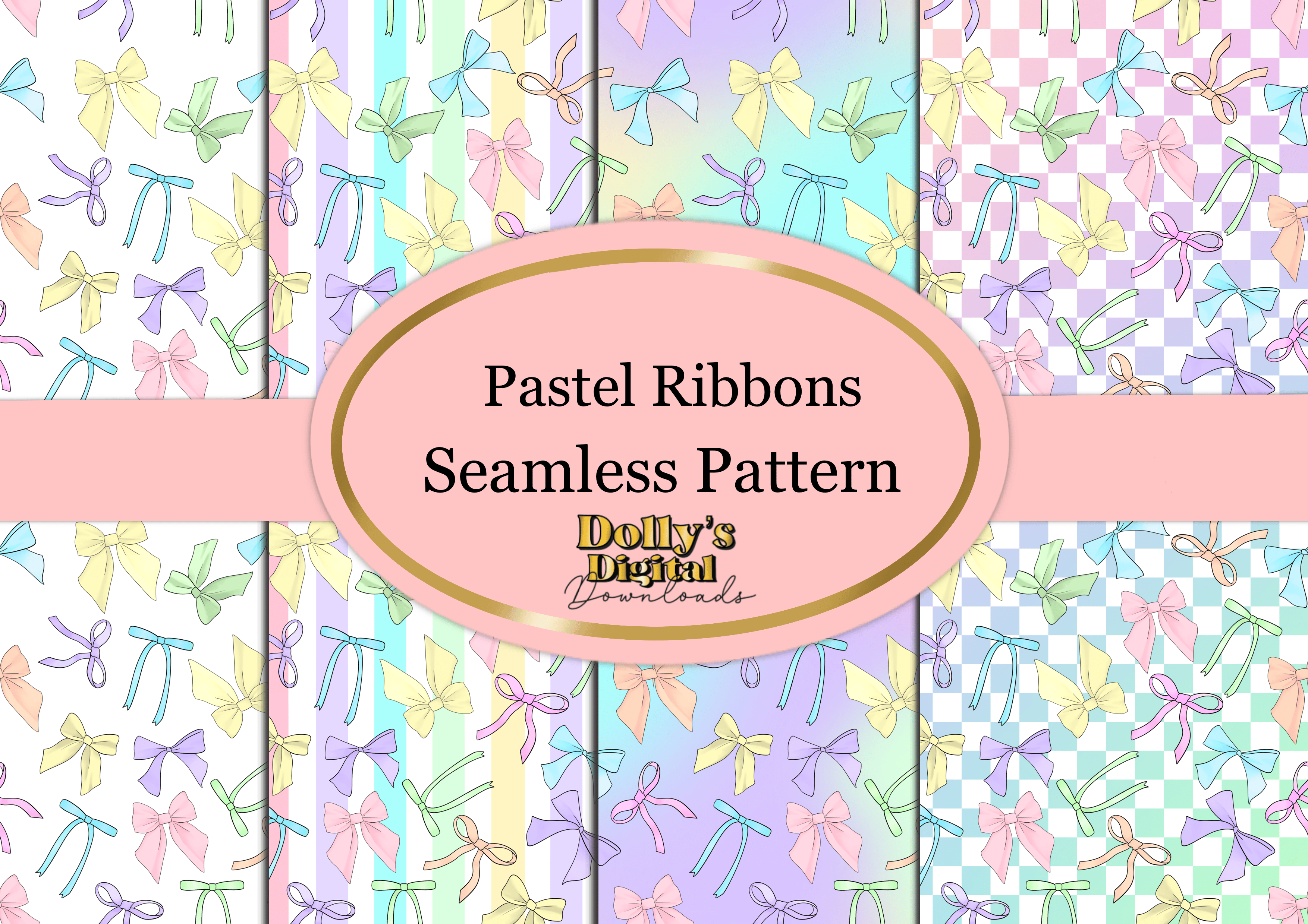 Pastel Ribbon Pattern Pastel Ribbons Seamless Patterns - Payhip